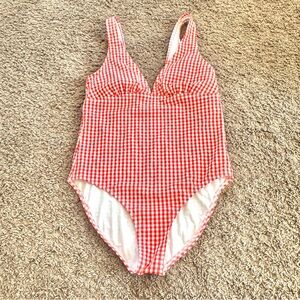Shade & Shore Red Gingham One Piece Swimsuit